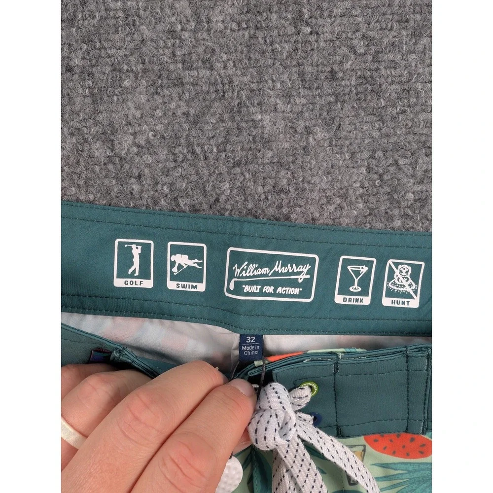 William Murray Boardshorts Mens 32 Green Watermelon Cocktail All Over Print NWT.